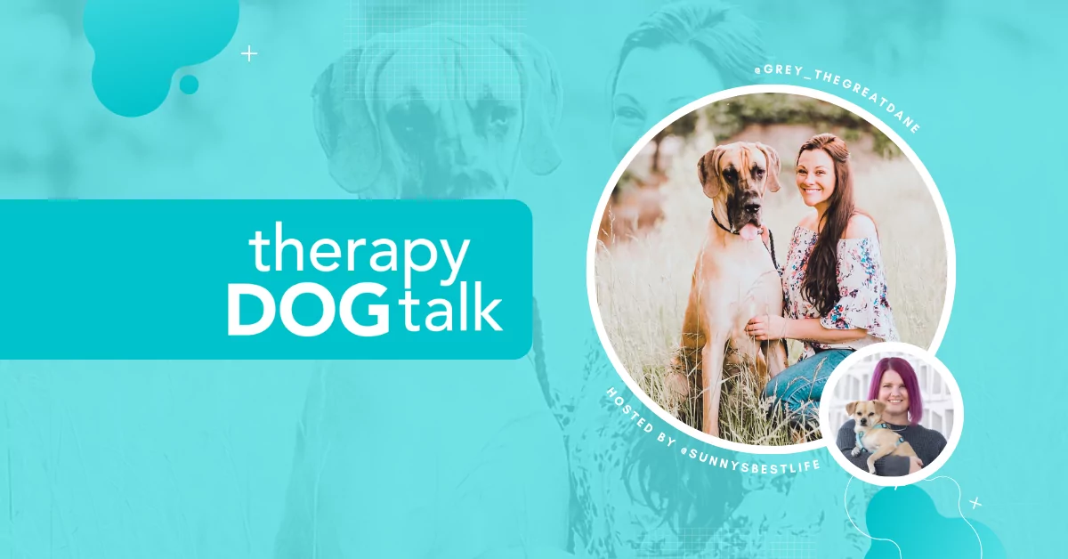 Grey the Great Dane Therapy Dog and Charlene
