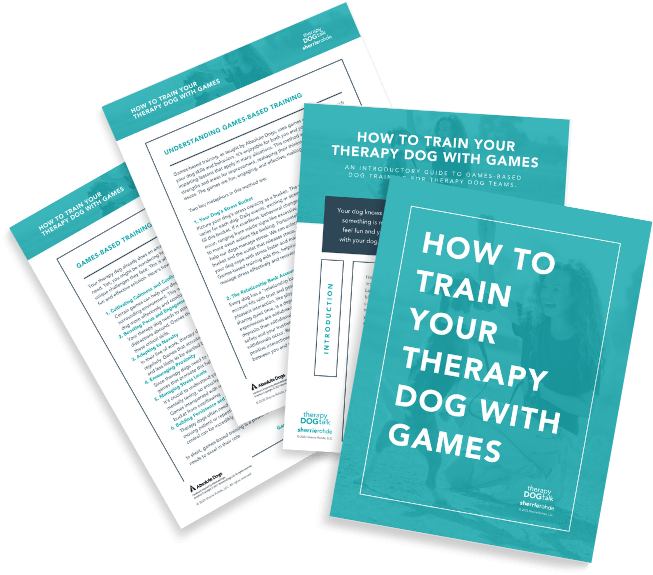 4 pages of a guide to How to train your Therapy Dog with games 